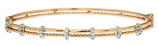 .28CT DIAMOND 14KT ROSE GOLD 3D 2 ROW BEADED SEMI ETERNITY CUFF BANGLE BRACELET