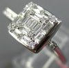 ESTATE WIDE .45CT ROUND & BAGUETTE DIAMOND 18KT WHITE GOLD SQUARE FILIGREE RING
