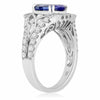 ESTATE WIDE 3.48CT DIAMOND & AAA OVAL TANZANITE 18KT WHITE GOLD ENGAGEMENT RING