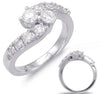 ESTATE 1.06CT DIAMOND 14KT WHITE GOLD 3D CLASSIC TWO STONE CRISS CROSS LOVE RING