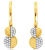 .13CT DIAMOND 14K YELLOW GOLD PAVE SEMI MOON CIRCULAR LEVERBACK HANGING EARRINGS