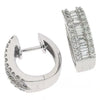 LARGE 1.02CT DIAMOND 14KT WHITE GOLD ROUND & BAGUETTE THREE ROW HUGGIE EARRINGS