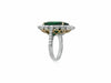 GIA CERTIFIED 15.02CT DIAMOND & AAA EMERALD 18K 2 TONE GOLD HALO ENGAGEMENT RING