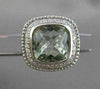 LARGE 15.0CT DIAMOND & AAA GREEN AMETHYST 14K WHITE GOLD HALO SQUARE RING #19840