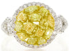 ESTATE WIDE 1.47CT WHITE & FANCY YELLOW DIAMOND 18KT TWO TONE GOLD 3D FUN RING