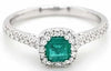 .72CT DIAMOND & AAA EMERALD 18KT WHITE GOLD EMERALD CUT & ROUND ENGAGEMENT RING