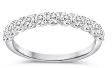 .75CT DIAMOND 14K WHITE GOLD CLASSIC ROUND 11 STONE SHARE PRONG ANNIVERSARY RING