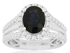 2.92CT DIAMOND & AAA SAPPHIRE 14KT WHITE GOLD OVAL & ROUND HALO ENGAGEMENT RING