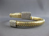 LARGE 1.31CT DIAMOND 14KT 2 TONE GOLD 3D SQUARE PAVE SNAKE CUFF BANGLE BRACELET
