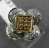 ESTATE .36CT WHITE & FANCY YELLOW DIAMOND 18K 2 TONE GOLD SQUARE FRIENDSHIP RING