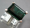 LARGE 7.75CT DIAMOND & AAA GREEN TOURMALINE 18KT WHITE GOLD 3D ENGAGEMENT RING