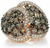 ESTATE LARGE 3.17CT WHITE & CHOCOLATE FANCY DIAMOND 18KT ROSE GOLD CLUSTER RING