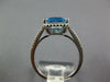 LARGE 4.20CT DIAMOND & AAA BLUE TOPAZ 14KT WHITE GOLD CUSHION FILIGREE FUN RING
