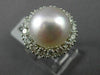 ESTATE LARGE 1.40CT DIAMOND & AAA SOUTH SEA PEARL 18KT WHITE GOLD HALO FUN RING
