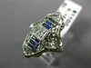 ANTIQUE .21CT OLD MINE DIAMOND & AAA SAPPHIRE 18K WHITE GOLD FILIGREE RING 19859