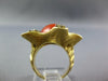ESTATE .26CT DIAMOND & AAA CORAL 18KT YELLOW GOLD OVAL & ROUND STARFISH FUN RING