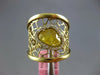 ESTATE LARGE 1.77 DIAMOND & AAA YELLOW SAPPHIRE 14KT YELLOW GOLD 3D WEB FUN RING