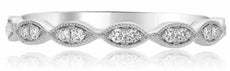 ESTATE .11CT DIAMOND 14KT WHITE GOLD 3D FILIGREE SEMI ETERNITY ANNIVERSARY RING