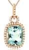 LARGE 3.95CT DIAMOND & AAA AQUAMARINE 14K ROSE GOLD CUSHION CUT FLOATING PENDANT