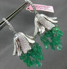 ANTIQUE LARGE 38.89CT DIAMOND & AAA EMERALD 18KT WHITE GOLD CHANDELIER EARRINGS
