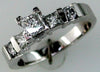 ESTATE .98CT DIAMOND 14KT WHITE GOLD 3D ROUND & PRINCESS 5 STONE ENGAGEMENT RING
