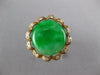 LARGE .15CT OLD MINE DIAMOND & AAA JADE 14K YELLOW GOLD ROUND FLOWER RING #27321
