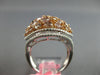 LARGE 3.69CT WHITE & PINK DIAMOND 18KT WHITE & ROSE GOLD CLUSTER OVAL DOME RING