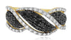 ESTATE 1.04CT WHITE & BLACK DIAMOND 14KT YELLOW GOLD 3D MULTI LEAF FUN RING