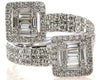 EXTRA LARGE 1.38CT DIAMOND 18K WHITE GOLD ROUND & BAGUETTE CRISS CROSS LOVE RING