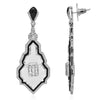 EXTRA LARGE 8.13CT DIAMOND AAA BLACK ONYX & CRYSTAL 18K WHITE GOLD DROP EARRINGS