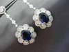 ANTIQUE LARGE 13.33CTW DIAMOND & AAA SAPPHIRE 18KT WHITE GOLD HANGING EARRINGS