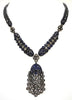 LARGE 34.69CT DIAMOND & AAA SAPPHIRE 18KT WHITE GOLD FILIGREE COCKTAIL NECKLACE
