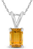 ESTATE 1.1CT AAA CITRINE 14KT WHITE GOLD EMERALD CUT SOLITAIRE FLOATING PENDANT