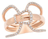 ESTATE LARGE .28CT DIAMOND 14KT ROSE GOLD 3D CLASSIC LOVE KNOT BELT FUN RING