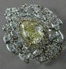 ESTATE 1.91CT WHITE & FANCY YELLOW DIAMOND 14K 2TONE GOLD FLOWER ENGAGEMENT RING