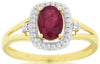 ESTATE 1CT DIAMOND & AAA RUBY 14KT YELLOW GOLD OVAL & ROUND FRIENDSHIP LOVE RING