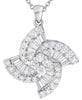 1.43CT DIAMOND 14KT WHITE GOLD 3D ROUND & BAGUETTE FLORAL FUN FLOATING PENDANT