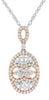 .75CT DIAMOND 18KT ROSE GOLD 3D CLUSTER FLOWER DOUBLE OVAL FUN FLOATING PENDANT