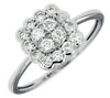 .48CT DIAMOND 14K WHITE GOLD ROUND SEMI BEZEL FLOWER SQUARE FRIENDSHIP LOVE RING
