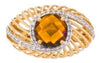 ESTATE 2.01CT DIAMOND & AAA CITRINE 14K YELLOW GOLD CLASSIC HALO FLOWER FUN RING