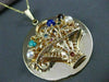 ANTIQUE LARGE AAA MULTI GEM & PEARL 14KT YELLOW GOLD FLOWER BASKET PENDANT #1237