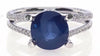 ESTATE LARGE 4.79CT DIAMOND & AAA SAPPHIRE 18K WHITE GOLD ROUND ENGAGAEMENT RING
