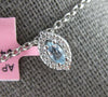 .16CT DIAMOND & AAA AQUAMARINE 14K WHITE GOLD MARQUISE SHAPE HALO LEAF PENDANT