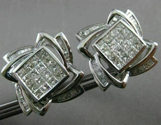 ESTATE X LARGE 3.6CT BAGUETTE & PRINCESS DIAMOND 14K WHITE GOLD CLIP ON EARRINGS