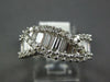 WIDE 1.88CT DIAMOND 18KT WHITE GOLD ROUND & BAGUETTE LEAF CRISS CROSS LOVE RING