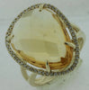 LARGE 10.92CT DIAMOND & AAA CITRINE 14KT YELLOW GOLD PEAR SHAPE & ROUND FUN RING