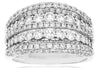 WIDE 1.75CT DIAMOND 14KT WHITE GOLD ROUND MULTI ROW GRADUATING ANNIVERSARY RING