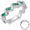 .58CT DIAMOND & AAA EMERALD 14K WHITE GOLD 3D ROUND & PRINCESS DIAGONAL FUN RING