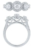1.0CT DIAMOND 14KT WHITE GOLD 3D ROUND HALO PAST PRESENT FUTURE ANNIVERSARY RING