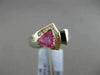 ESTATE .95CT DIAMOND & AAA PINK SAPPHIRE 14K WHITE GOLD TRILLION ENGAGEMENT RING